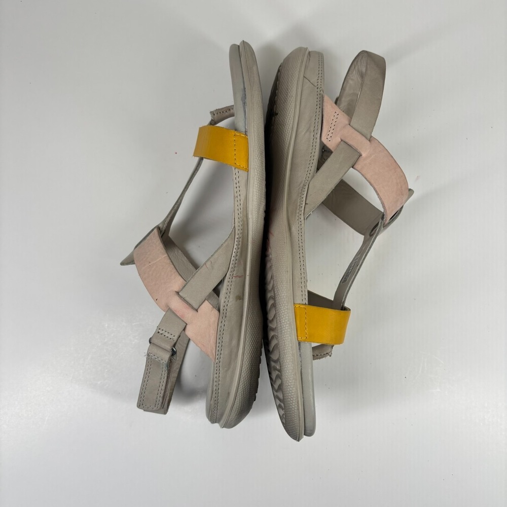 ECCO Flash Women's 10 Merigold/Rose/Gray Leather T-Strap Slingback Thong Sandals - Picture 5 of 16